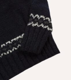 Chamula For Drake's Navy And Red Fairisle Merino Jumper -Drakes Shop DR2A3A23645 01250 4