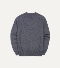 Grey Merino Wool V Neck Jumper -Drakes Shop DR2A3B21506 03600 5