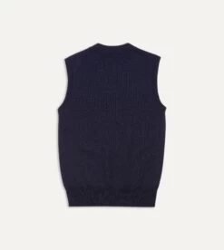 Navy Merino Wool Knitted Vest -Drakes Shop DR2A3C21607 01250 4