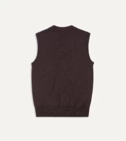 Brown Merino Wool Knitted Vest -Drakes Shop DR2A3C21607 03300 4