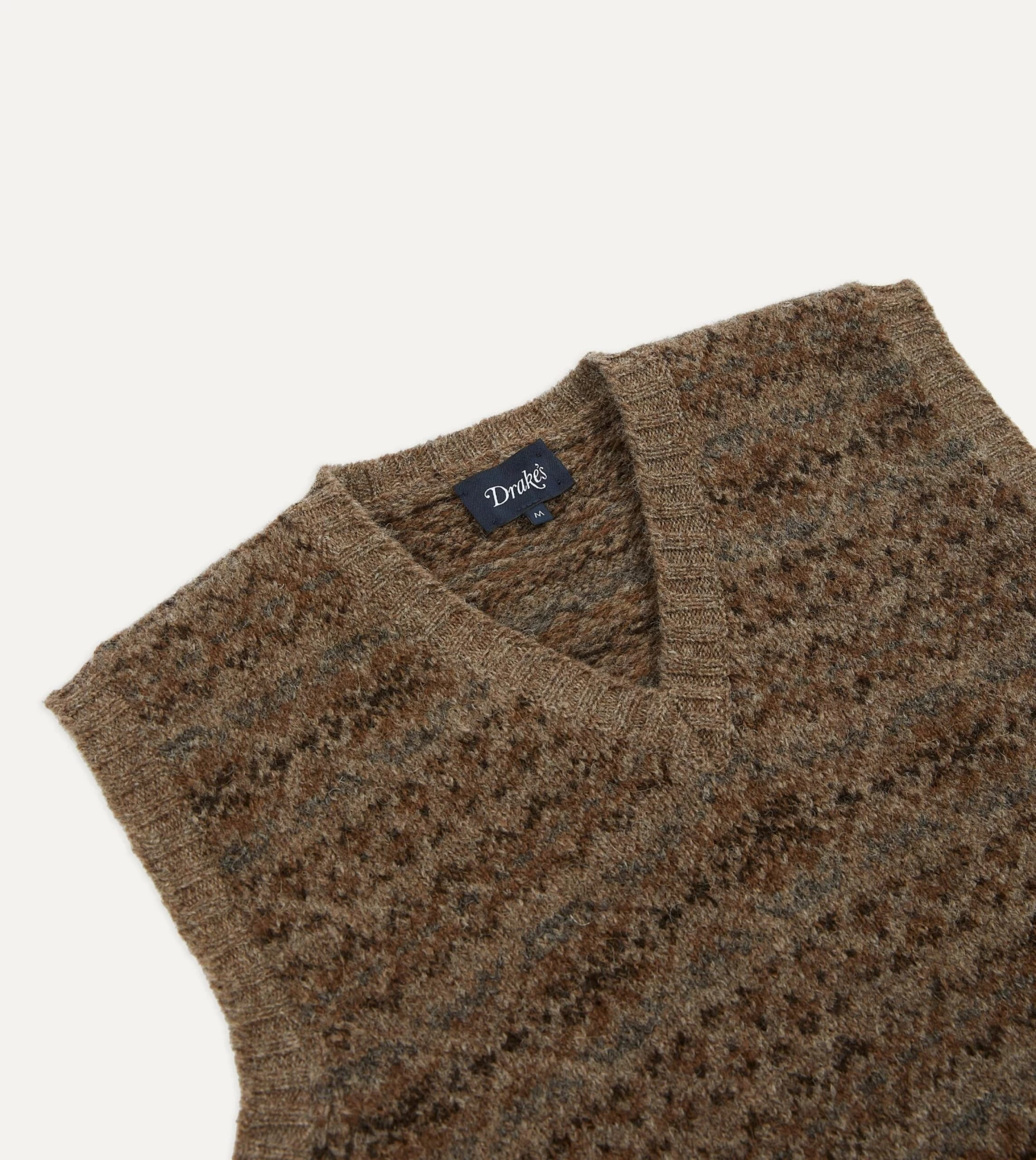 Light Brown Fair Isle Lambswool Sleeveless V-Neck Jumper 5 Light Brown Fair Isle Lambswool Sleeveless V-Neck Jumper - Image 3