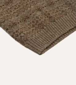 Light Brown Fair Isle Lambswool Sleeveless V-Neck Jumper 10 Light Brown Fair Isle Lambswool Sleeveless V-Neck Jumper -Drakes Shop DR2A3C22336 05301 4