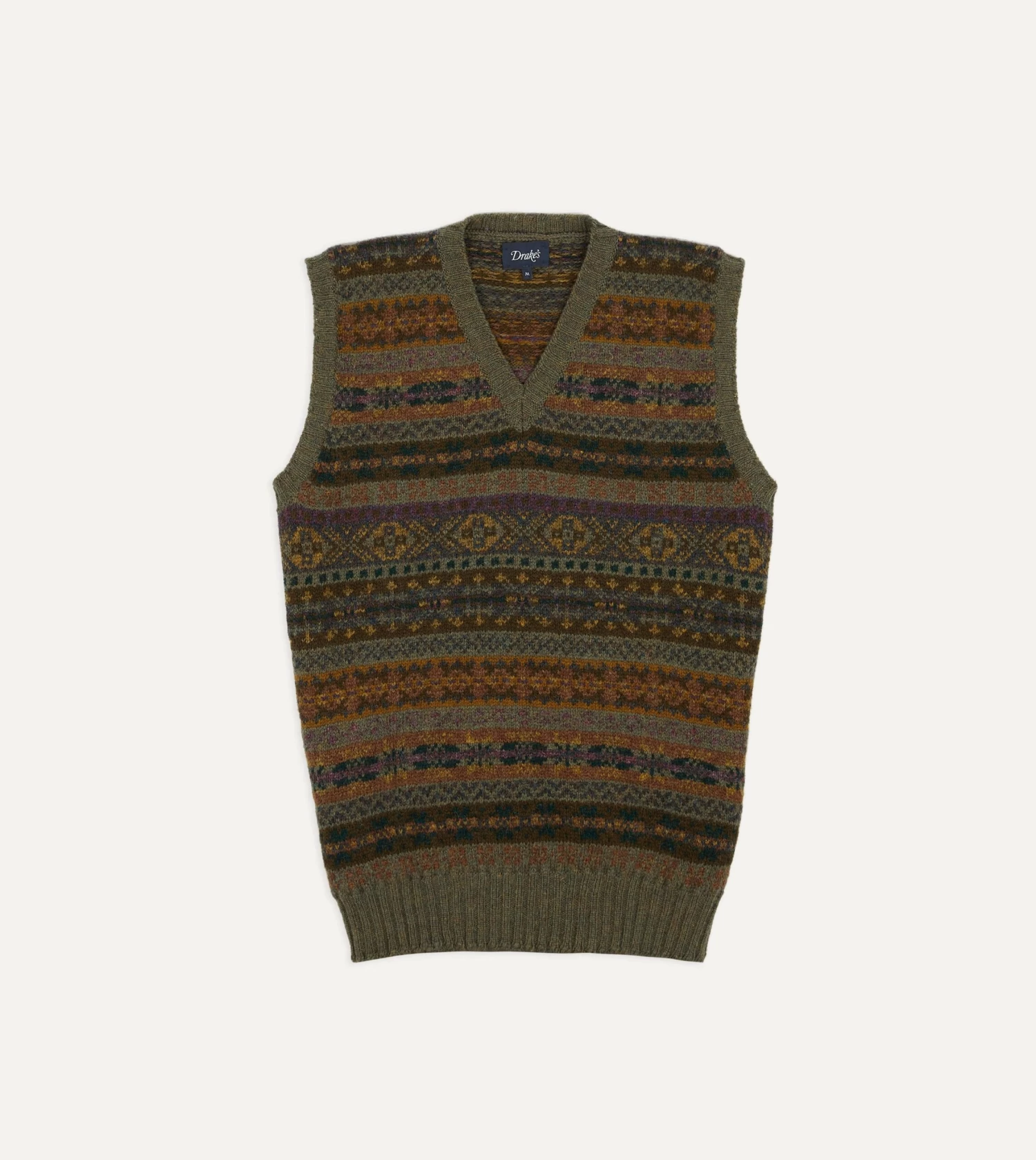 Green Fair Isle Lambswool Sleeveless V-Neck Jumper 3 Green Fair Isle Lambswool Sleeveless V-Neck Jumper