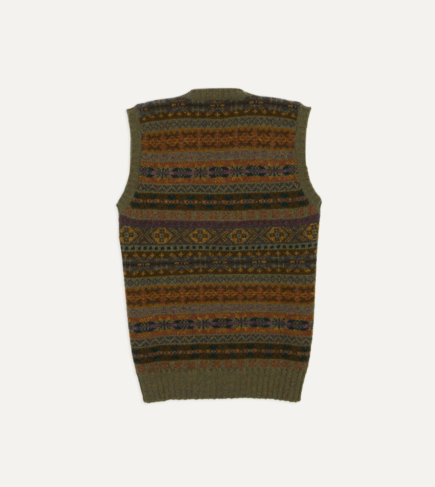 Green Fair Isle Lambswool Sleeveless V-Neck Jumper 7 Green Fair Isle Lambswool Sleeveless V-Neck Jumper - Image 5