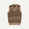Beige Cotton Cashmere Fair Isle Knit Vest