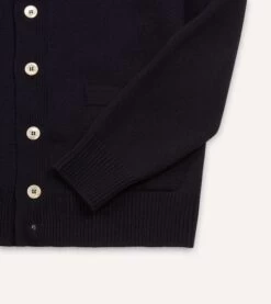 Navy Lambswool 6 Button Cardigan -Drakes Shop DR2A3D22004 01250 3 LR