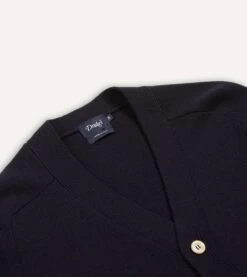 Navy Lambswool 6 Button Cardigan -Drakes Shop DR2A3D22004 01250 4 LR