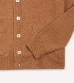 Brown Lambswool 6 Button Cardigan -Drakes Shop DR2A3D22004 03300 4 LR