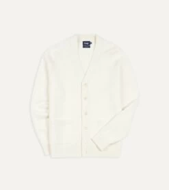 Ecru Lambswool 6 Button Cardigan