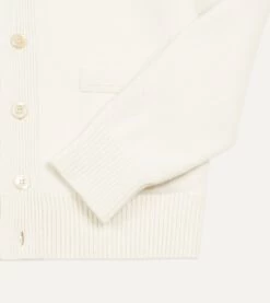Ecru Lambswool 6 Button Cardigan -Drakes Shop DR2A3D22004 04050 3