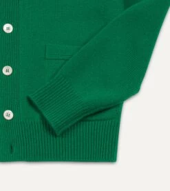 Green Lambswool 6 Button Cardigan 12 Green Lambswool 6 Button Cardigan -Drakes Shop DR2A3D22004 05400 4