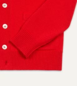 Red Lambswool 6 Button Cardigan -Drakes Shop DR2A3D22004 06700 4