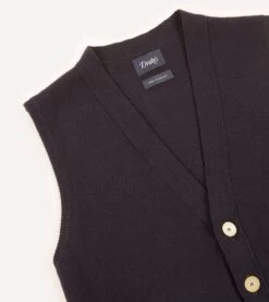 Navy Lambswool Sleeveless Cardigan -Drakes Shop DR2A3D22688 01250 3 LR