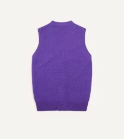 Purple Lambswool Sleeveless Cardigan 12 Purple Lambswool Sleeveless Cardigan -Drakes Shop DR2A3D22688 02900 5 LR