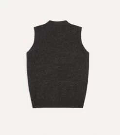 Charcoal Lambswool Sleeveless Cardigan -Drakes Shop DR2A3D22688 03600 6 LR