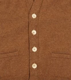 Light Brown Lambswool Sleeveless Cardigan -Drakes Shop DR2A3D22688 04300 4 LR