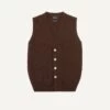 Brown Lambswool Sleeveless Cardigan -Drakes Shop DR2A3D22688 05300 1 LR