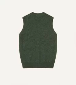 Green Lambswool Sleeveless Cardigan -Drakes Shop DR2A3D22688 06400 5 LR