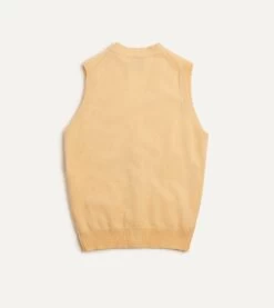 Yellow Lambswool Sleeveless Cardigan -Drakes Shop DR2A3D22688 07500 5 LR
