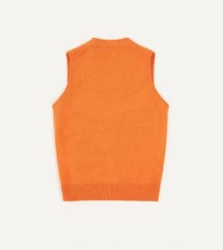Orange Lambswool Sleeveless Cardigan -Drakes Shop DR2A3D22688 08800 5 LR