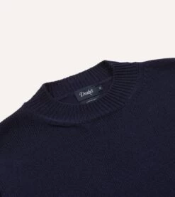 Navy Cotton Mock Neck Jumper -Drakes Shop DR2A3D23051 01250 3