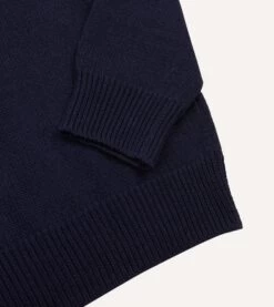 Navy Cotton Mock Neck Jumper -Drakes Shop DR2A3D23051 01250 4