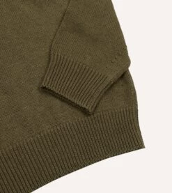 Olive Cotton Mock Neck Jumper -Drakes Shop DR2A3D23051 02400 4