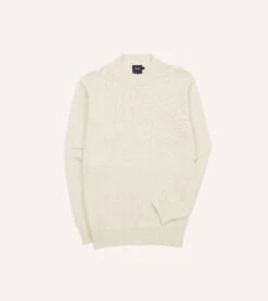 Ecru Cotton Mock Neck Jumper