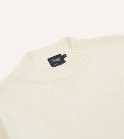 Ecru Cotton Mock Neck Jumper -Drakes Shop DR2A3D23051 03050 3