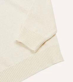 Ecru Cotton Mock Neck Jumper -Drakes Shop DR2A3D23051 03050 4