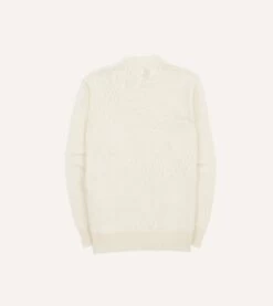 Ecru Cotton Mock Neck Jumper -Drakes Shop DR2A3D23051 03050 5