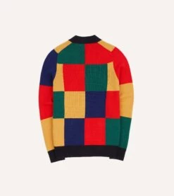 Multi Patchwork Lambswool 6 Button Cardigan -Drakes Shop DR2A3D23536 01660 6