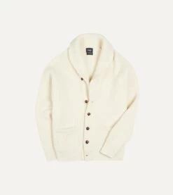 Ecru Lambswool Shawl Collar Cardigan