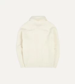 Ecru Lambswool Shawl Collar Cardigan -Drakes Shop DR2A3E 20818 09 050 6