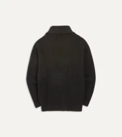 Black Lambswool Shawl Collar Cardigan -Drakes Shop DR2A3E20818 03100 6