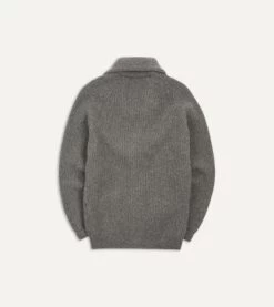 Grey Lambswool Shawl Collar Cardigan -Drakes Shop DR2A3E20818 04600 6