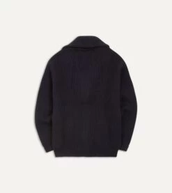 Navy Cashmere Shawl Collar Cardigan -Drakes Shop DR2A3E90084 01250 6