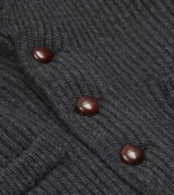 Charcoal Cashmere Shawl Collar Cardigan -Drakes Shop DR2A3E90084 08600 5