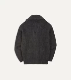 Charcoal Cashmere Shawl Collar Cardigan -Drakes Shop DR2A3E90084 08600 6