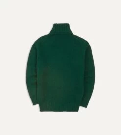 Forest Green Lambswool Submariner Roll Neck Jumper -Drakes Shop DR2A3F20817 02400 5