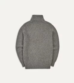 Grey Lambswool Submariner Roll Neck Jumper 11 Grey Lambswool Submariner Roll Neck Jumper -Drakes Shop DR2A3F20817 04600 5
