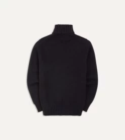 Navy Lambswool Submariner Roll Neck Jumper -Drakes Shop DR2A3F20817 05250 5