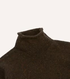 Brown Marl Mohair Wool Mock Neck Jumper -Drakes Shop DR2A3F22564 02300 3