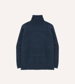 Blue Marl Mohair Wool Mock Neck Jumper -Drakes Shop DR2A3F22564 03200 5
