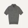 Grey Linen-Cotton Knitted Polo Shirt -Drakes Shop DR2A3G 21275 06600 1
