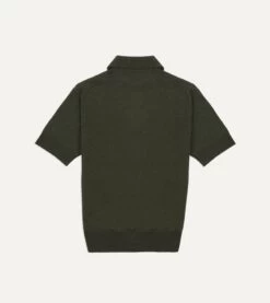 Olive Knitted Linen-Cotton Short-Sleeve Polo Shirt -Drakes Shop DR2A3G21275 08400 4