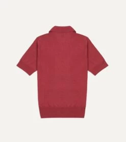 Pink Knitted Linen-Cotton Short-Sleeve Polo Shirt -Drakes Shop DR2A3G21275 09990 4
