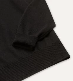 Black Merino Wool Knitted Polo -Drakes Shop DR2A3H21507 06100 4