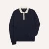 Navy Merino Wool Knitted Rugby Shirt -Drakes Shop DR2A3H23535 01250 1