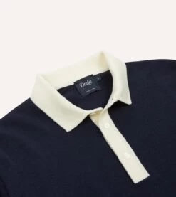 Navy Merino Wool Knitted Rugby Shirt -Drakes Shop DR2A3H23535 01250 3
